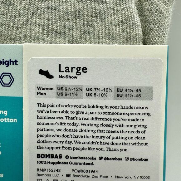 Women’s 9 1/2- 12 1/2 Bombas Ultra Lightweight No Show Socks - Picture 3 of 3